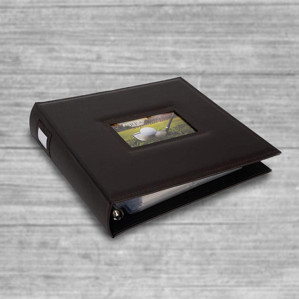 Golf Scorecard and Photo Album | Available in Brown or Black | Holds Up to 130 Scorecards | Designed for 4" x 6" and 5" x 7" Scorecards