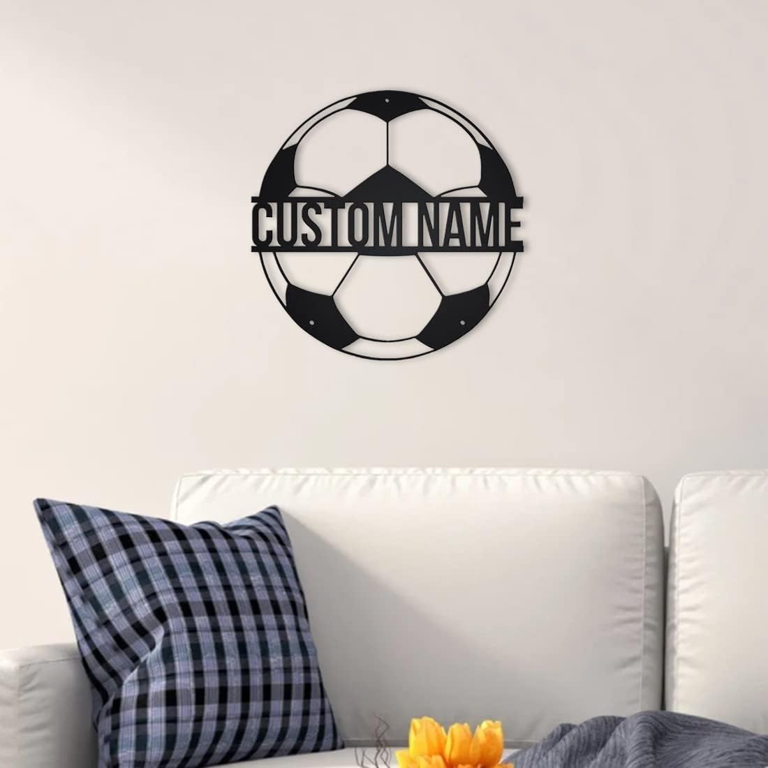 Personalized Name 7 Colors Football lamp Custom Wall Art Night Light LED Name Sign Gift for Boys Men Girls (Soccer)