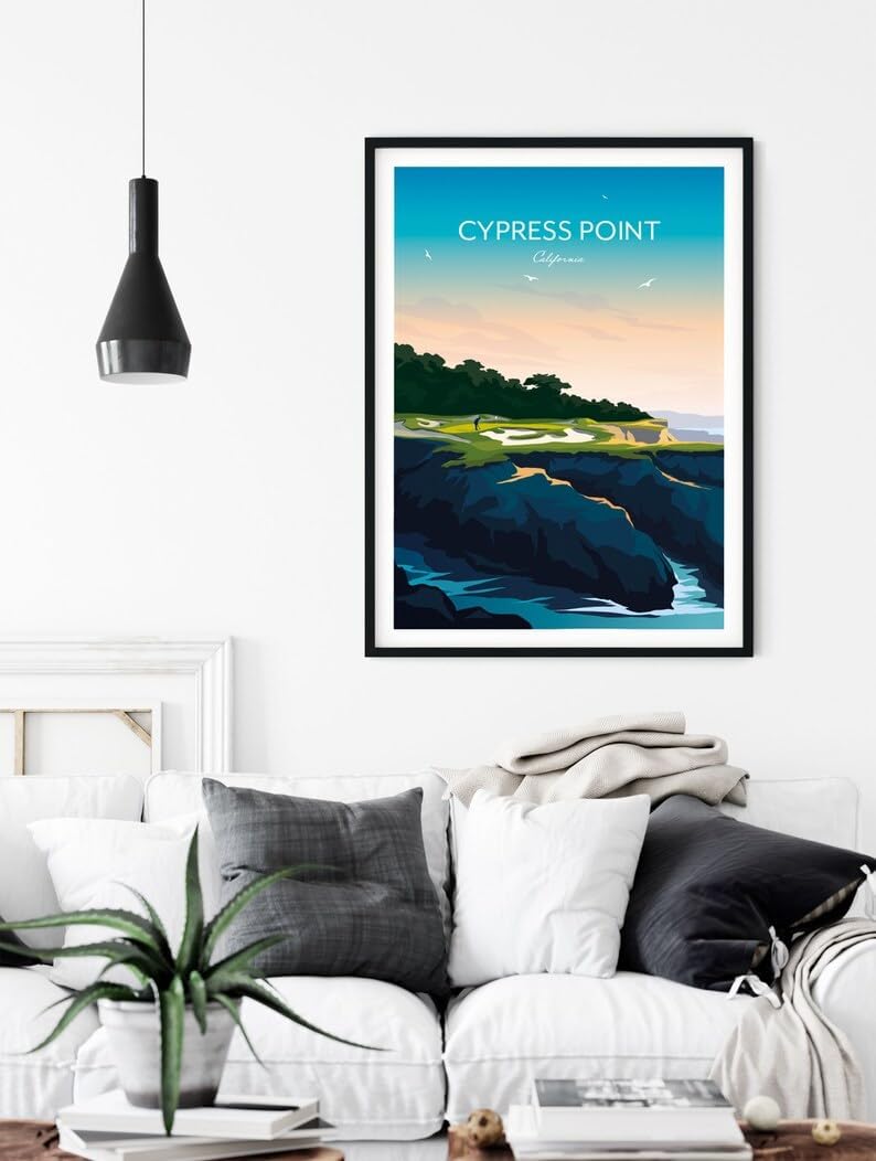 Nationcog Golf Print of Cypress Point Club - California, USA, Cypress Point Golf Course Poster, California Golf Art, Pebble Beach Golf Print, Scenic Golf Landscape (Unframed) (27x40)
