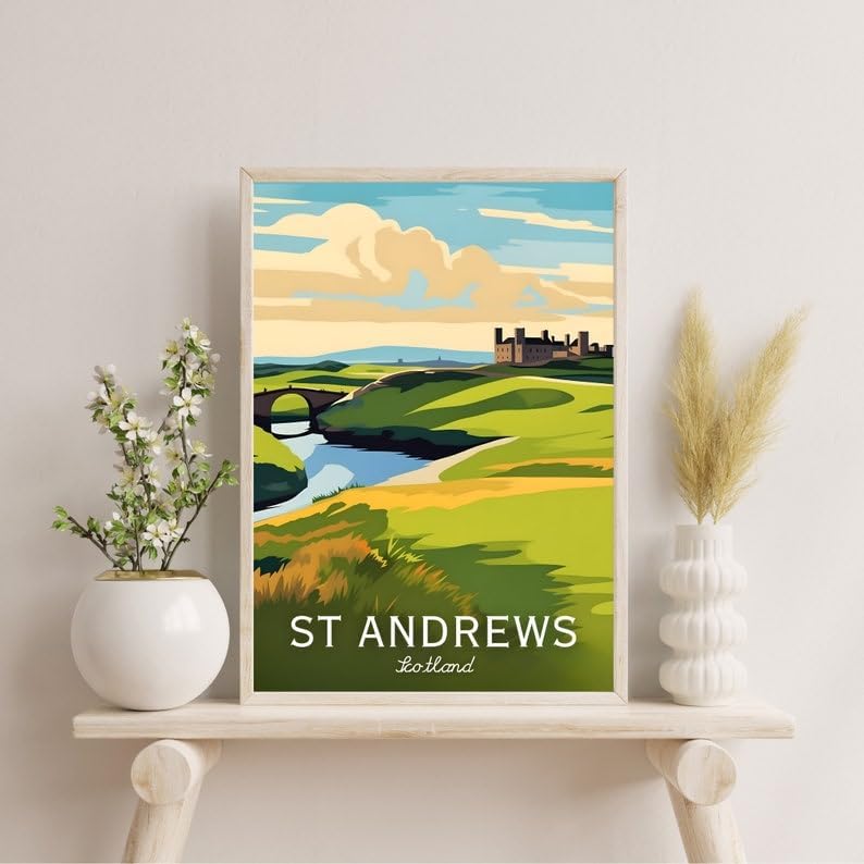 Nationcog St Andrews Golf Wall Art Poster, Scotland Heritage Course Print for Living Room or Study, Classic Golf Decor for Men, Golf Gift for Dad or Golf Enthusiasts (Unframed) (16x24)