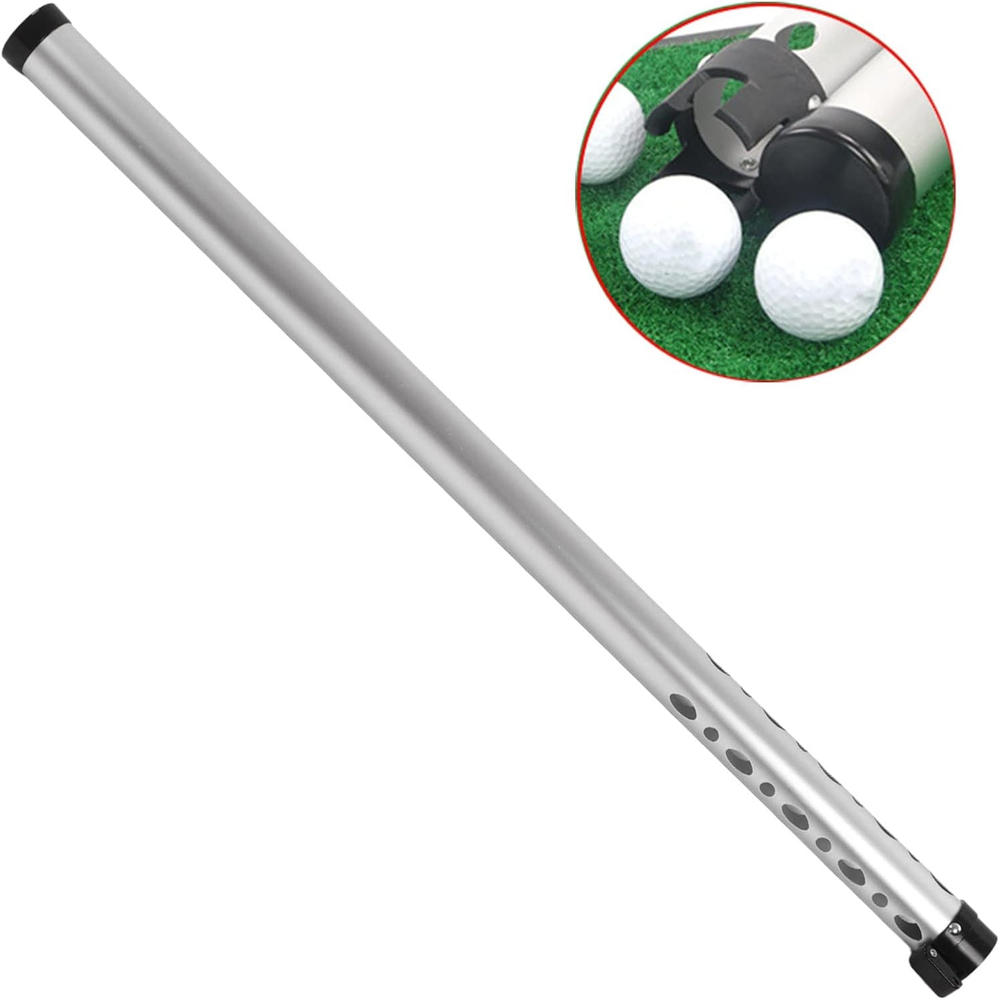 Golf Ball Retriever, Aluminium Alloy Picker Upper Tube, Portable Golf Shagger Grabber, Hold Up to 23 Balls, for Indoor Outdoor