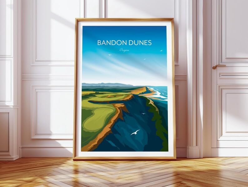 Bandon Dunes Golf Poster - Oregon Golf Course Resort, Oregon Golf Art, Coastal Golf Print, Vintage Golf Wall Decor, Scenic Golf Landscape, Golf Resort Artwork (Unframed) (11x14)