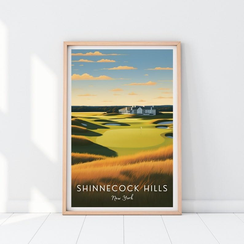 Nationcog Shinnecock Hills Golf Poster, Vintage New York Wall Art Print, Retro Golf Course Landscape Decor, Classic Artwork for Man Cave, Office or Home (Unframed) (20x30)