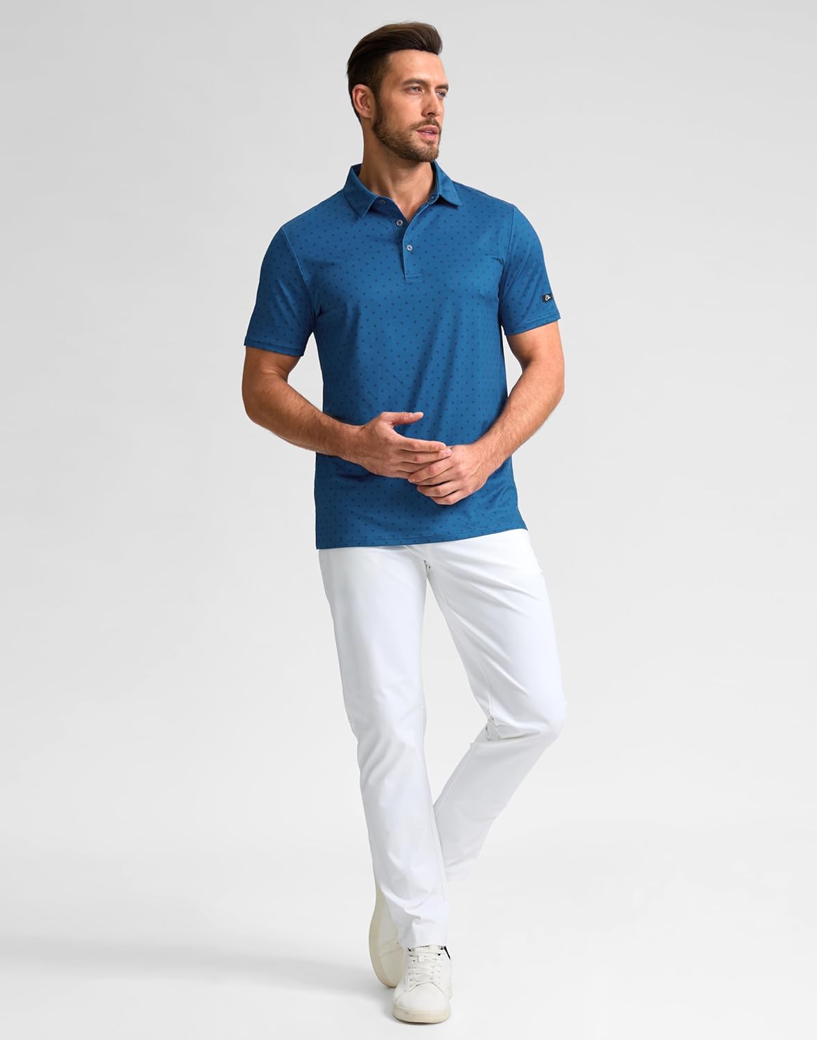 Obla Mens Golf Polo Shirts Short Sleeve Dry Fit Performance Moisture Wicking Casual Print Collared Golf Shirts for Men