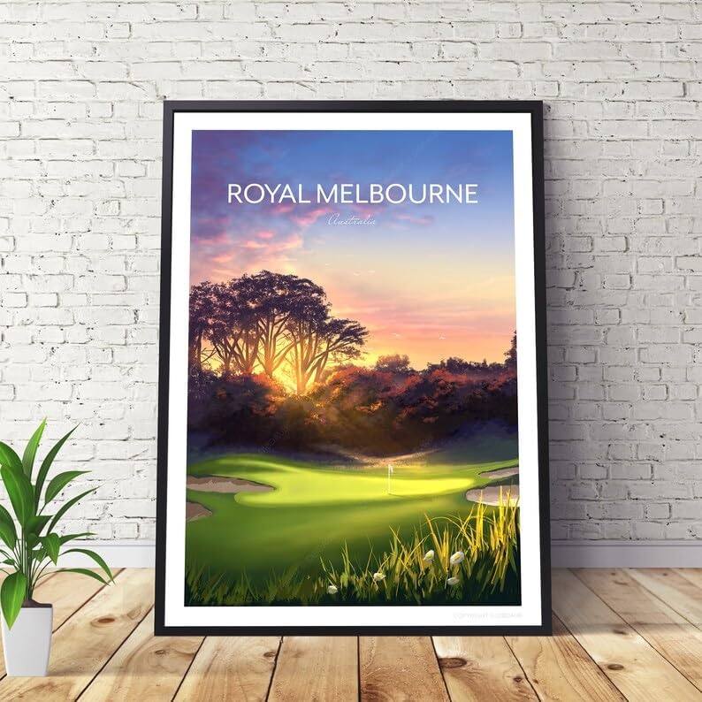 Nationcog Royal Melbourne Golf Poster, Australia- The West Course 5th Hole, Royal Melbourne Golf Course Poster, Australia Golf Art, Vintage Golf Print (Unframed) (27x40)
