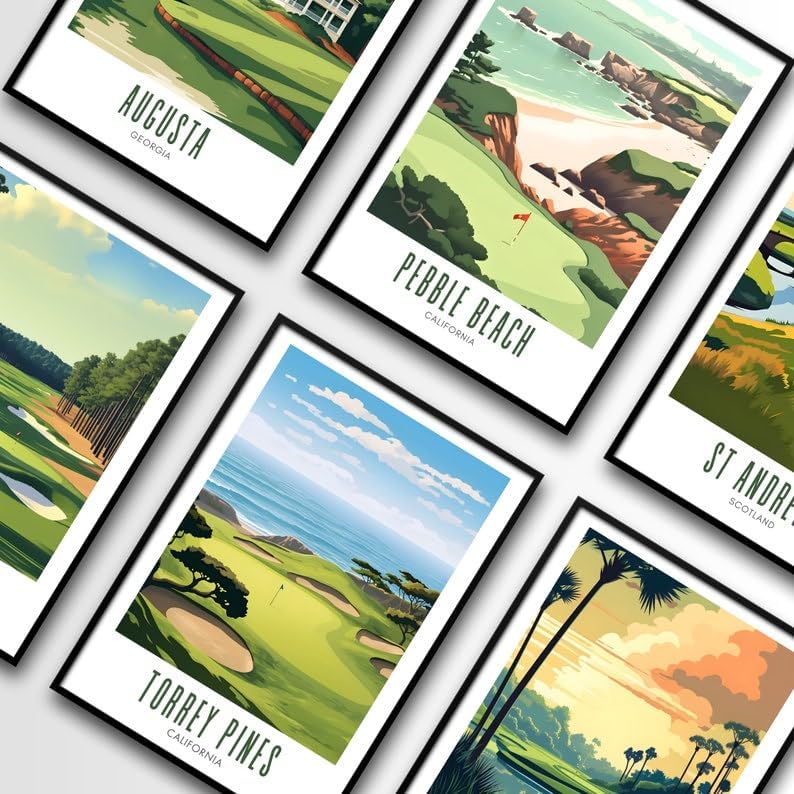 Nationcog Torrey Pines Golf Wall Art Poster, California Scenic Coastal Course Print for Office or Bedroom, Ocean View Decor for Men, Great Dad Gift, Golf-Themed Room Accent (Unframed) (24x36)