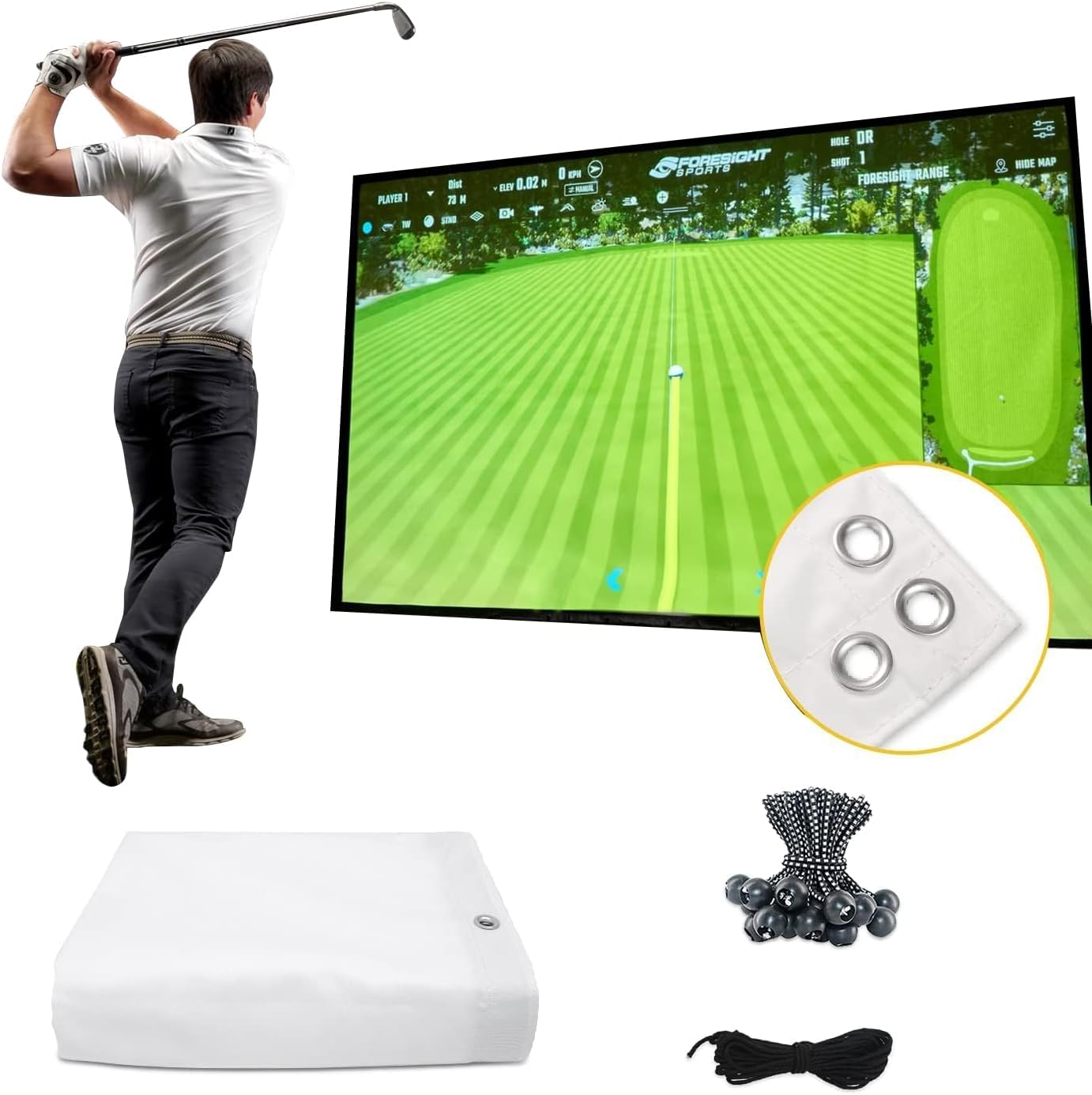 Golf Simulator Impact Screen(118 * 78 98 * 98 118 * 118 118 * 138) for Golf Training, Indoor Golf Simulators, Washable Golf Impact Screen for Golf Practice