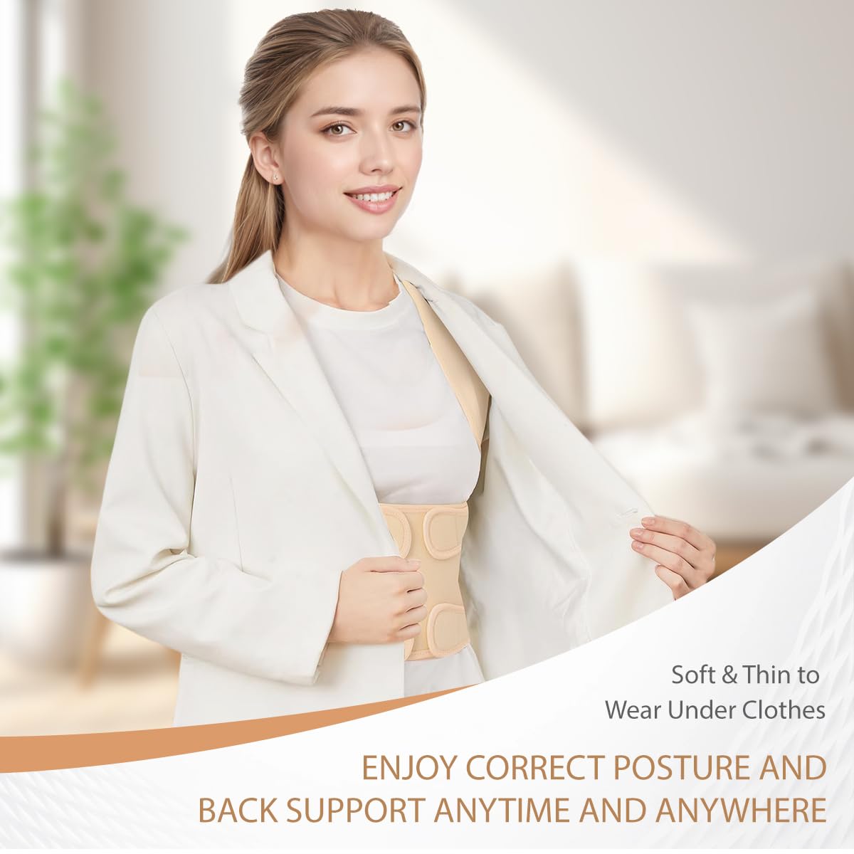 Posture Corrector for Women & Men – Adjustable Back Brace with Full Back Support, Shoulder Straightener for Spine Alignment, Scoliosis, Hunchback & Back Pain Relief (Beige,Medium)