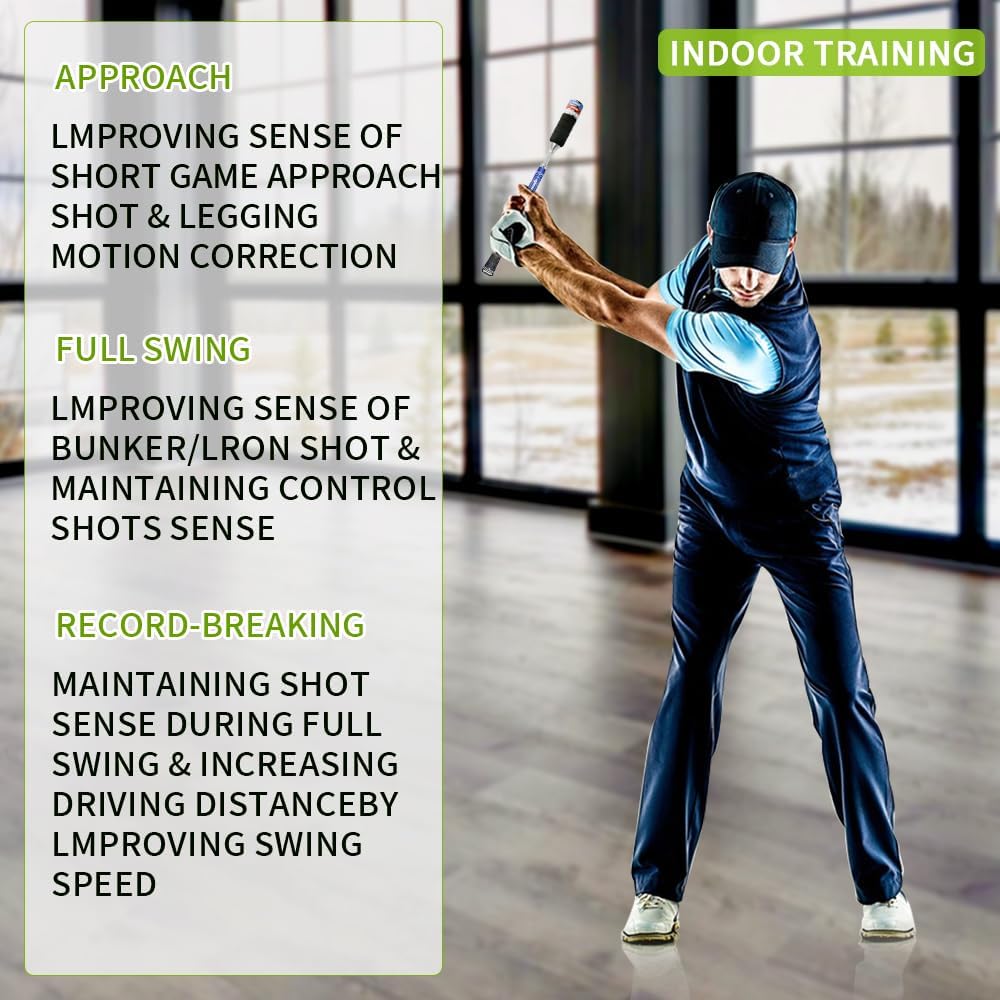 Golf Swing Stick Trainer aid Equipped, Automatic Spring Retraction Anti-Slip Grip Speed Weight Configuration Accessories Aid, Correction Strength Grip Sound Rhythm Release Swing Practice Indoor