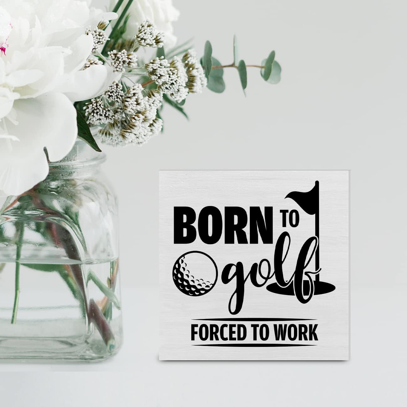 Born to Golf Wood Box Sign Decor Desk Sign Golfing Wooden Box Block Sign Rustic Home Office Shelf Wall Decoration Gift for Golf Lover Golfer