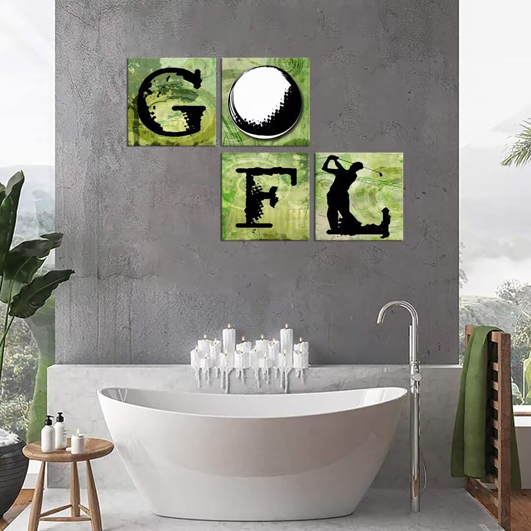 Pankila Golf Canvas Wall Art Golf Sports Wall Decor Green Leisure Poster Artwork for Gym Living Room Office Man Bedroom Painting Modern Minimalism Frame Print Artwork (20''W x 20''H x 4)