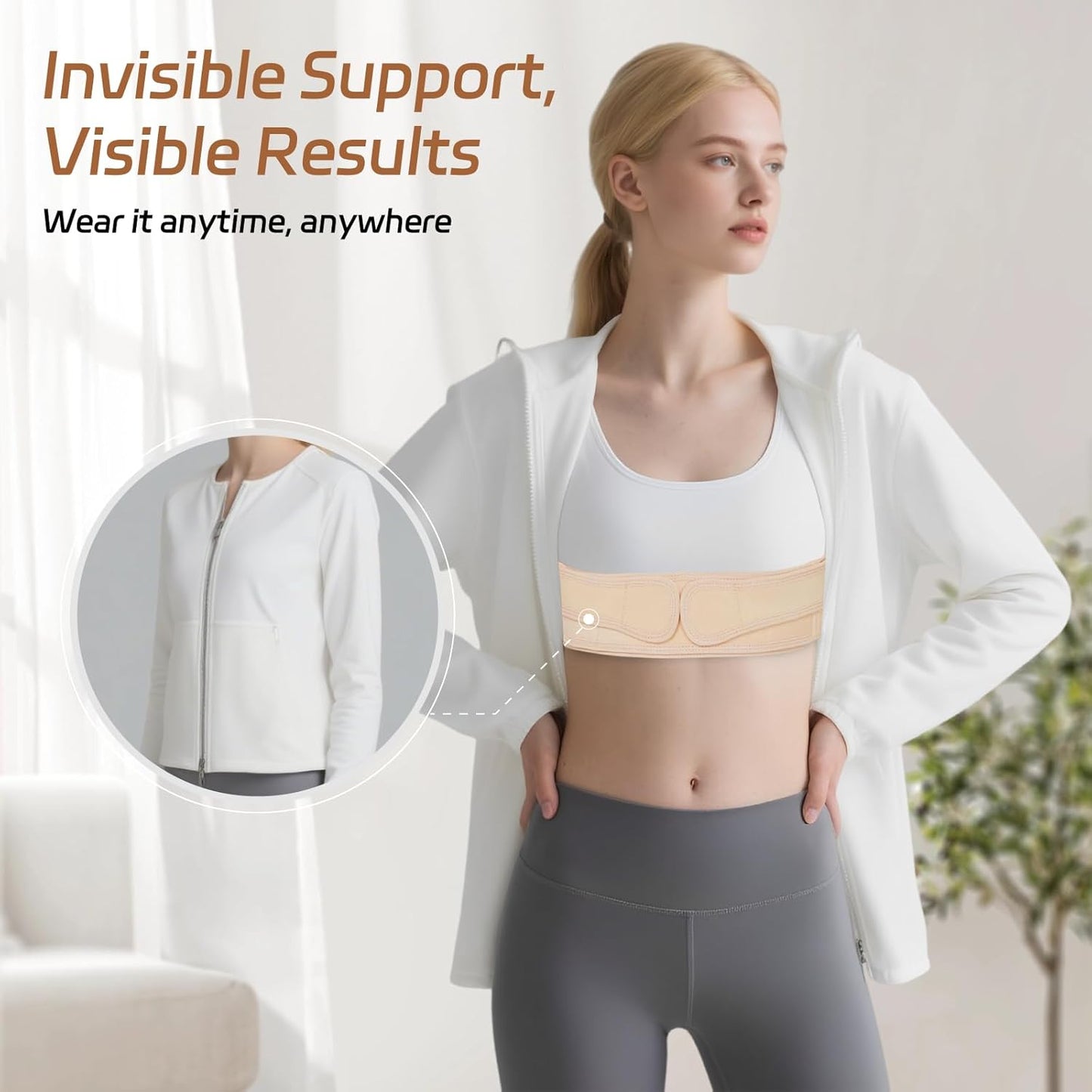 Posture Corrector for Women and Men, Adjustable Back Brace Posture Corrector with Shoulder Brace & Back Straightener, Upper Back Support for Clavicle, Neck, Shoulder Pain Relief (Beige, Large)