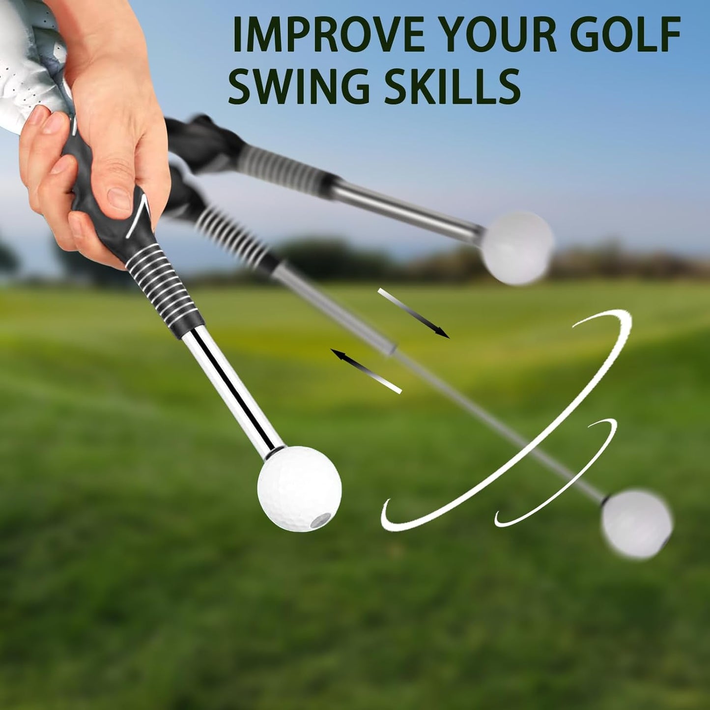 MuvTcroz Retractable Golf Swing Trainer, Golf Training Aid and Grip Trainer with Click Feedback for Right-Handed - Ideal Golf Swing Training Aid for Indoor & Outdoor Practice Use
