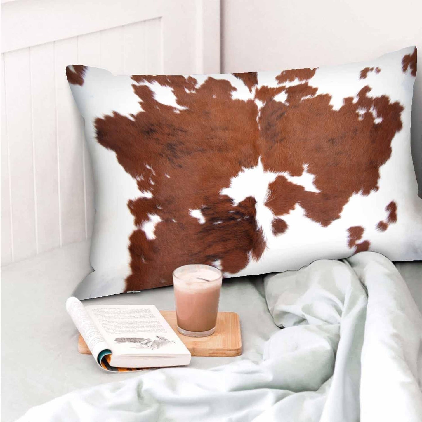Mugod Throw Pillow Case Real Brown Cow Cowhide Pattern,Decorative Home Cushion Cover Home Rectangle 20x30 Inches Pillowcases