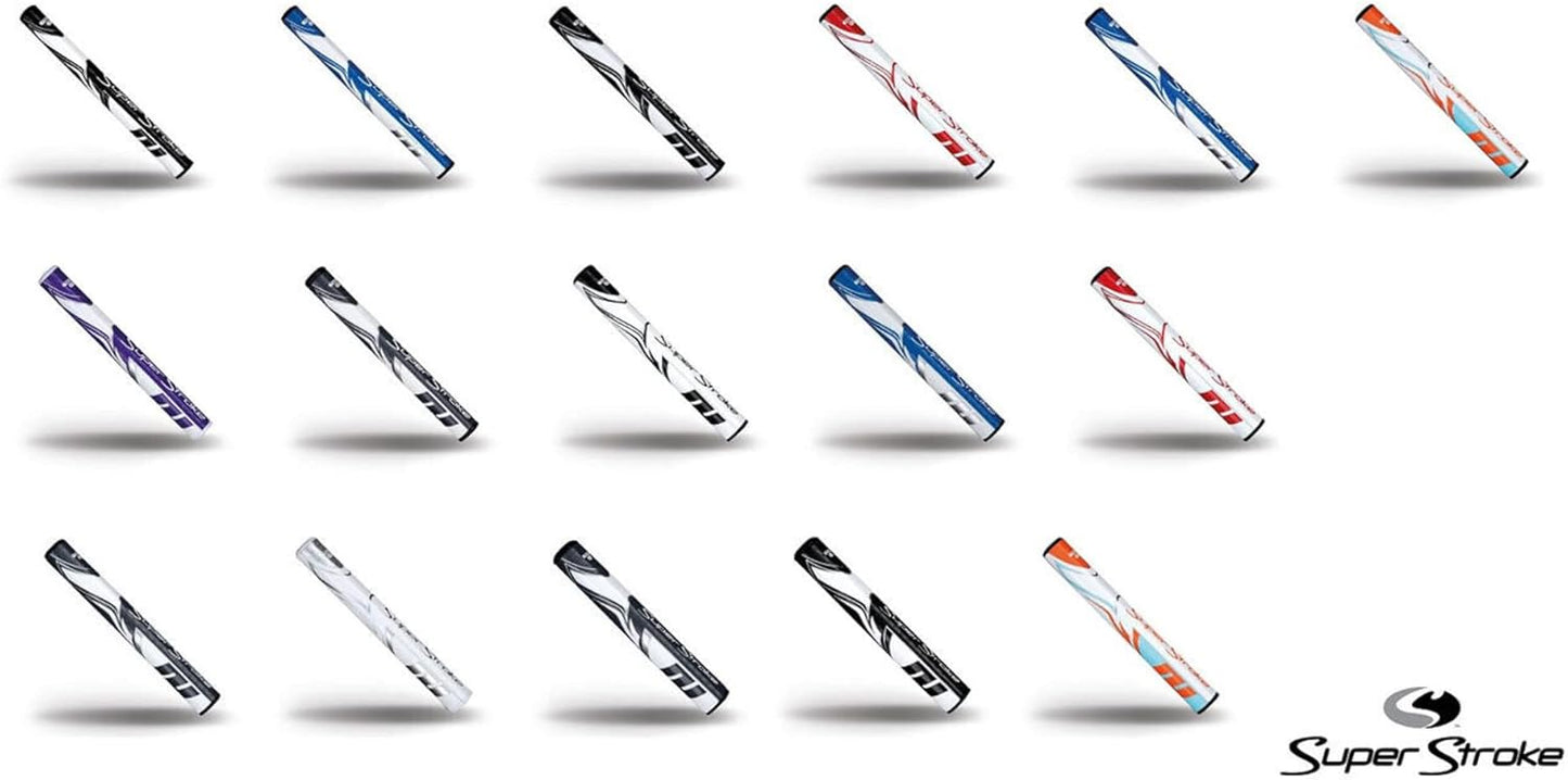 SuperStroke Zenergy Tour 2.0 Golf Putter Grip with No Taper Enhanced SPYNE Technology, New Multi-Zone Texturing and Tech-Port, White/Red