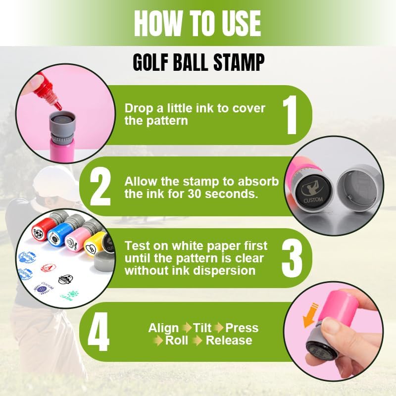 Custom Golf Ball Stamps Personalized Self-Ink Long Lasting Golf Ball Markers Unique Monogram Golf Ball Marker Gifts for Golfer