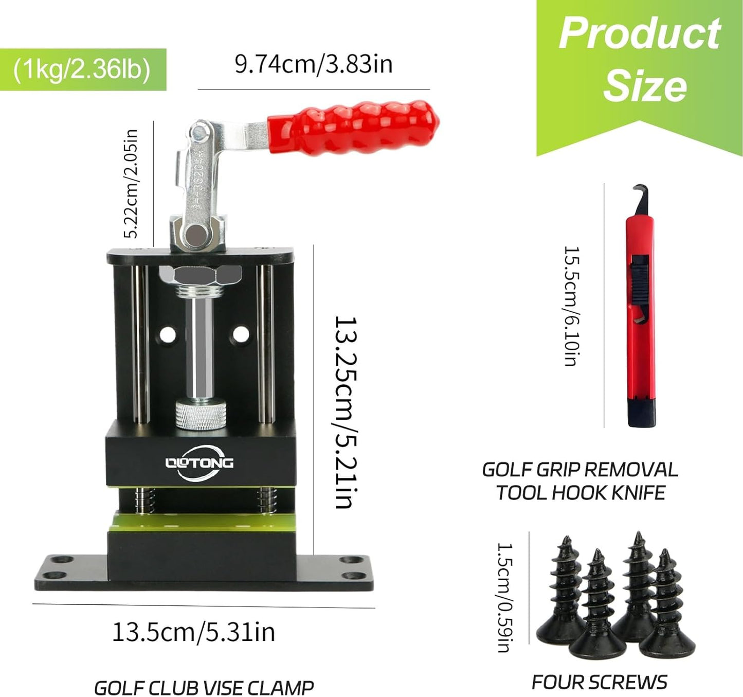 Upgrate Drill-Free & Drill Installation Golf Club Vise Clamp,Golf Grip Removal Tool,Golf Club Regripping Kit with 1 Golf Club Regrip Vise Tool 4 Screws 1 Hook Blade Utility Knife 10 Golf Grip Tape