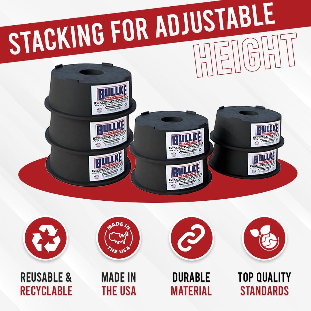 USA-Made Trailer Leveling Blocks - for RV and Camper, Heavy Duty Jack Pads, Stabilizing Blocks, UV Resistant Recycled Plastic Leveling Blocks for RVS (5)