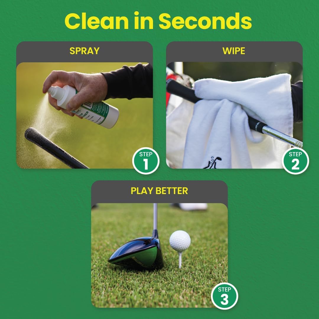Brampton Golf Grip Cleaner, Works on Balls & Club Head Grooves, Restores Tackiness, Removes Dirt & Oil, Grip Spray for Golf, Tennis, Baseball, Football, & More, No PFAS or Ammonia, 4oz