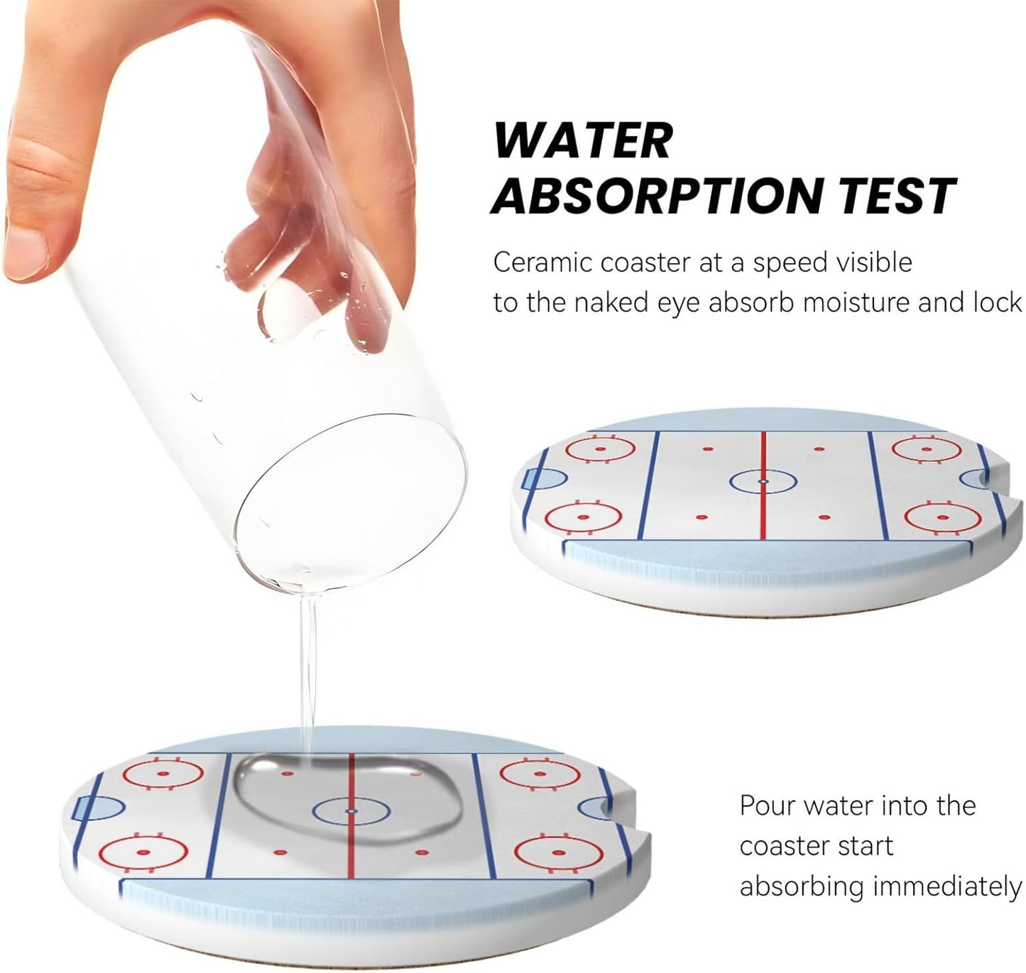 Car Cup Holder Coasters, Hockey Field Car Coasters for Cup Holder Drinks, 2 Pack Ceramic Cute Auto Interior Accessories for Women Men