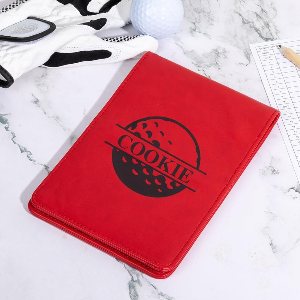 Custom Name Golf Scorecard Holder Leather Personalized Monogram Golf Yardage Book Cover Birthday Gifts 13.78×4.53INCH 5 Colors