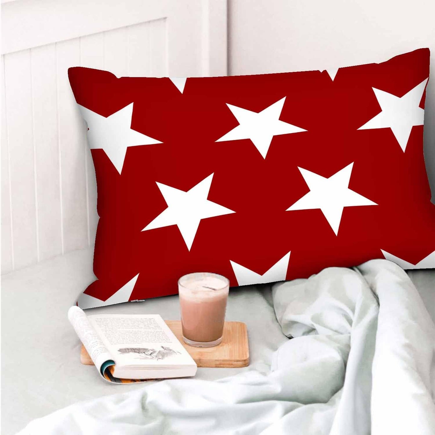 Mugod Pillow Case Red Stars Flag,Cushion Cover Case 20x30 Inches for Home Sofa Bedroom Living for Women Men