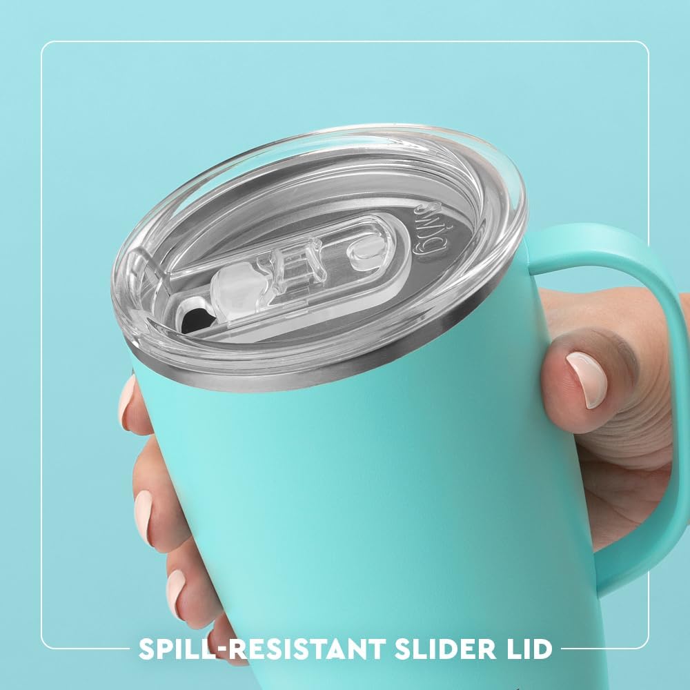 Swig Life 18oz Travel Mug, Insulated Tumbler with Handle and Lid, Cup Holder Friendly, Dishwasher Safe, Stainless Steel, Travel Coffee Cup (Golf Ball)