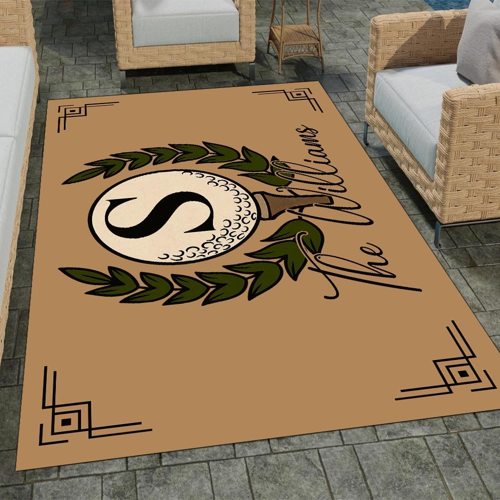 ENCYCOM Personalized Golf Area Rug - Custom Welcome Floor Mat with Family Name, Non Slip Outdoor Entry Rug for Porch, Garage, or Home Decor, Nice Gift for Golf Lover (Golf Rug 03)
