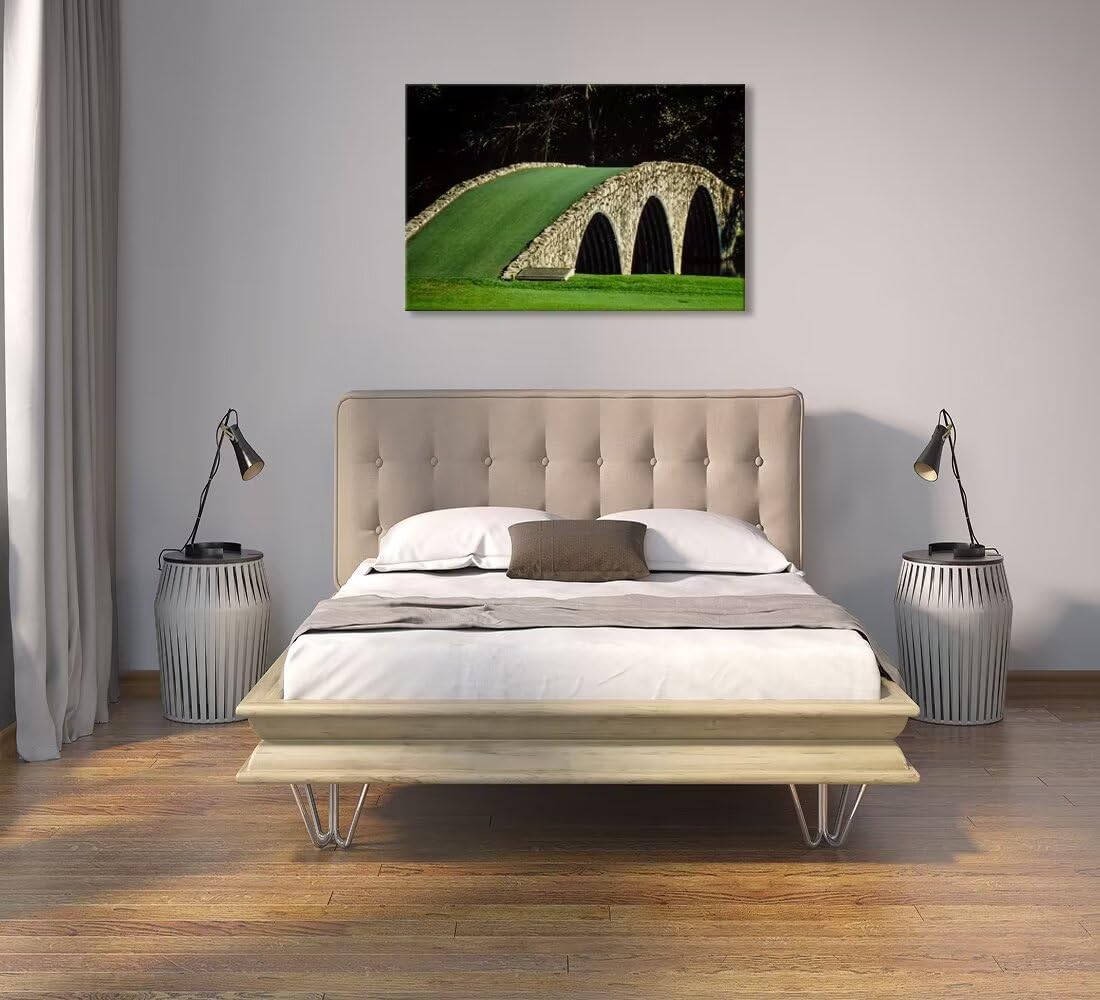 chenchenArt Famous Bridge at Augusta National Golf Course Wall Art for Living Room Bedroom Bathroom Home Decorations Augusta Golf Poster Canvas Prints Framed Ready to Hang(18''H x 24''W)