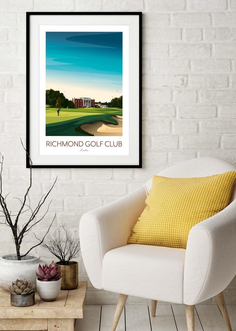 Richmond Golf Club Print - London Golf Course, Richmond Golf Club Poster, London Golf Course Print, Golf Art Wall Decor, Golf Landscape Illustration (Unframed) (11x14)