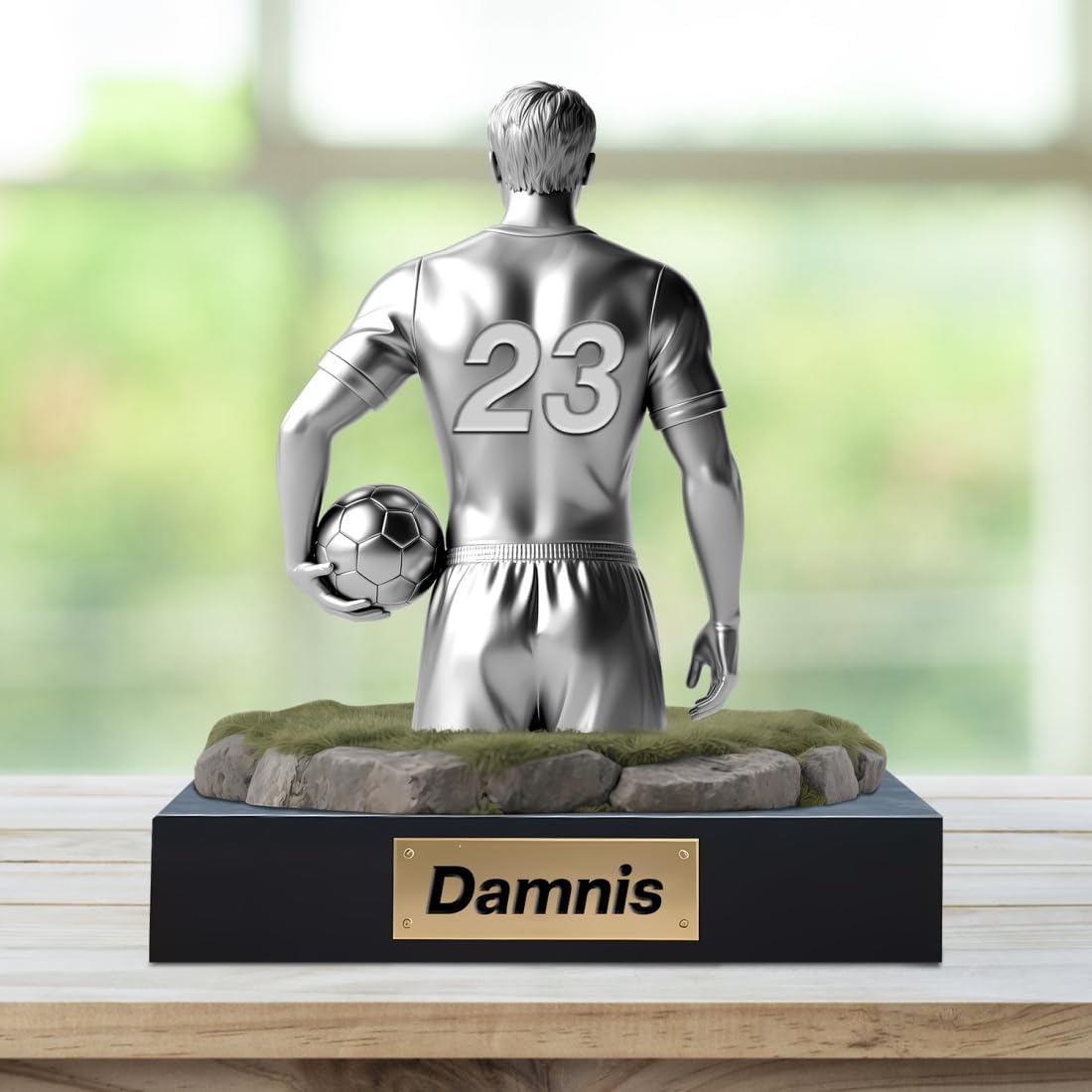 Personalized Soccer Acrylic Ornament Sign with Name Number Custom Soccer Player Flat Desk Sign Sports Lovers Acrylic Plaque Home Garage Men Cave Desk Decor Gifts for Birthday Christmas