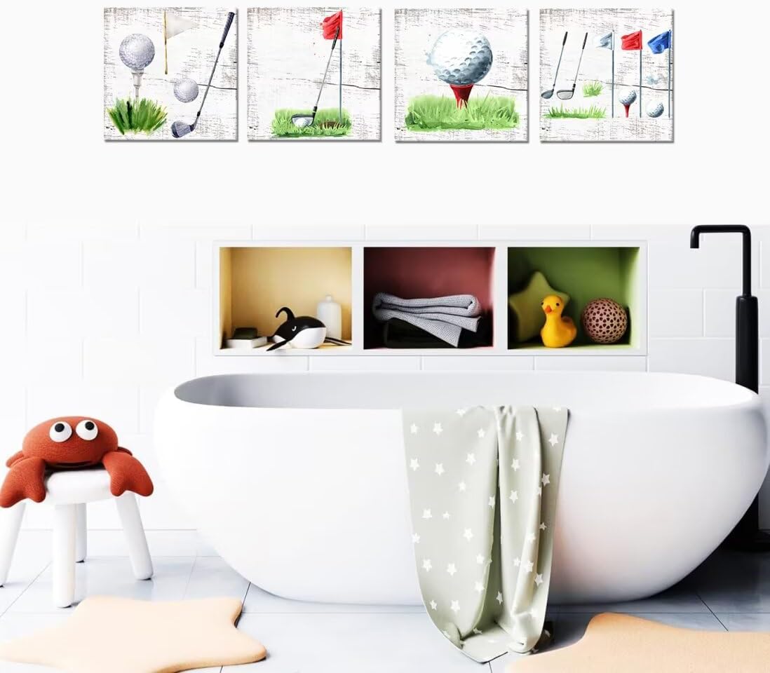 Pankila Golf Balls Wall Art Golf Clubs Canvas Wall Decor Leisure Sports Poster Artwork for Gym Living Room Office Man Bedroom Painting Modern Minimalism Frame Print Artwork (24''W x 24''H x 4)