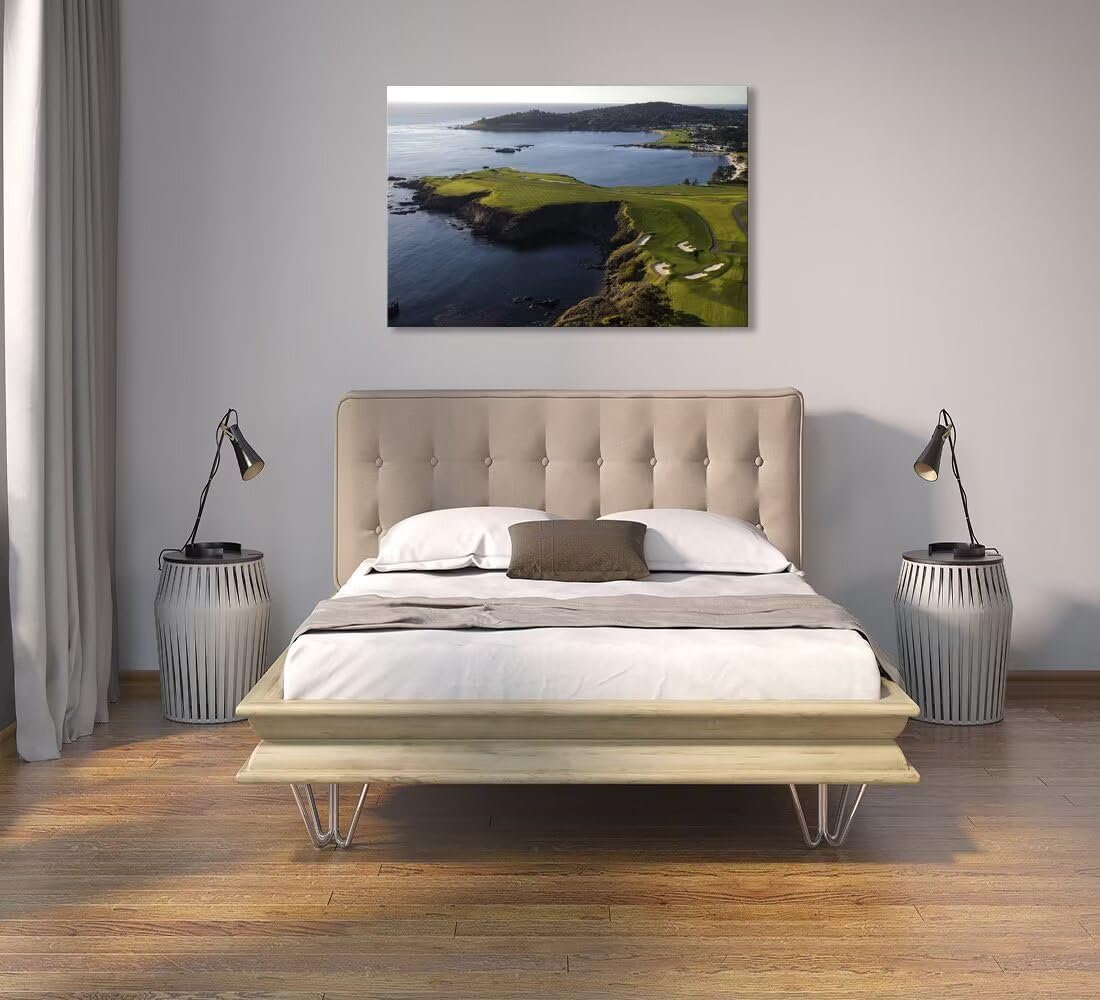 Pebble Beach Golf Course Wall Art Pictures - Pebble Beach Wall Art for Living Room Bedroom Bathroom Home Decorations Framed Artwork Canvas Prints Ready to Hang(24''H x 36''W)