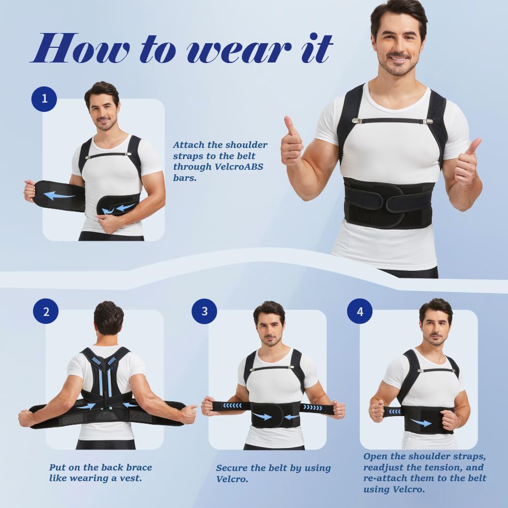 Posture Corrector for Women and Men, Upper and Lower Back Brace for Back, Shoulder, Neck Pain Relief, Fully Adjustable Back Straightener for Scoliosis, Hunchback, Hump, Thoracic, Lumbar Support