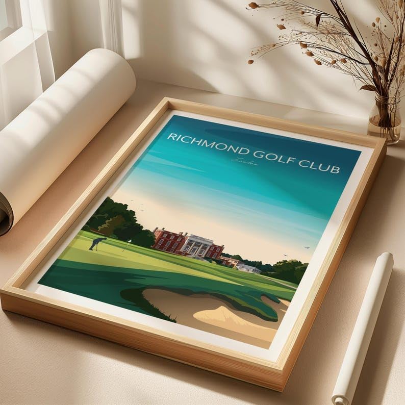 Richmond Golf Club Print - Sudbrook House - Richmond Park London, Richmond Golf Club Poster, London Golf Course Art, Vintage Golf Print, Classic Golf Club Illustration (Unframed) (24x36)