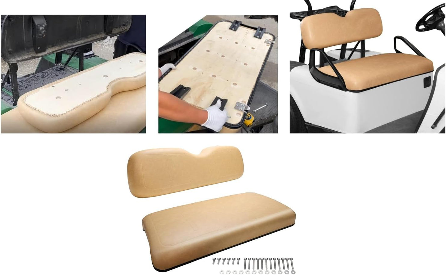 Dr.Acces Golf Cart Seats Front Seat Bottom & Seat Back Assembly for EZGO TXT/Medalist 1994-2013 Models, Replaces OEM # 71751-G04, factory size (Seat Set Tan)