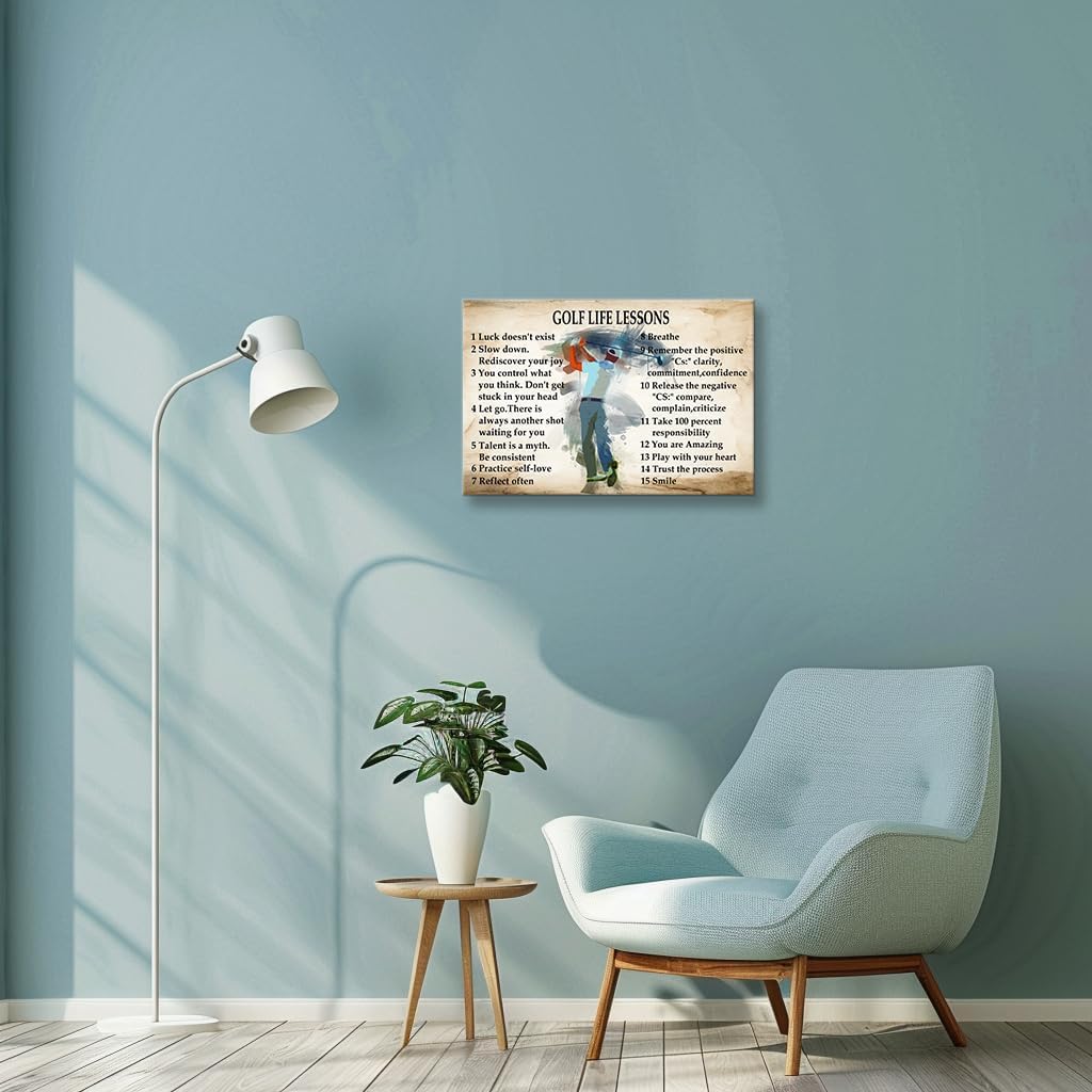 Wallpicss Vintage Golf Wall Art Framed Life Lessons Inspirational Quote Poster Golf Pictures Painting Artwork Motivational Art Prints 16x24 inches