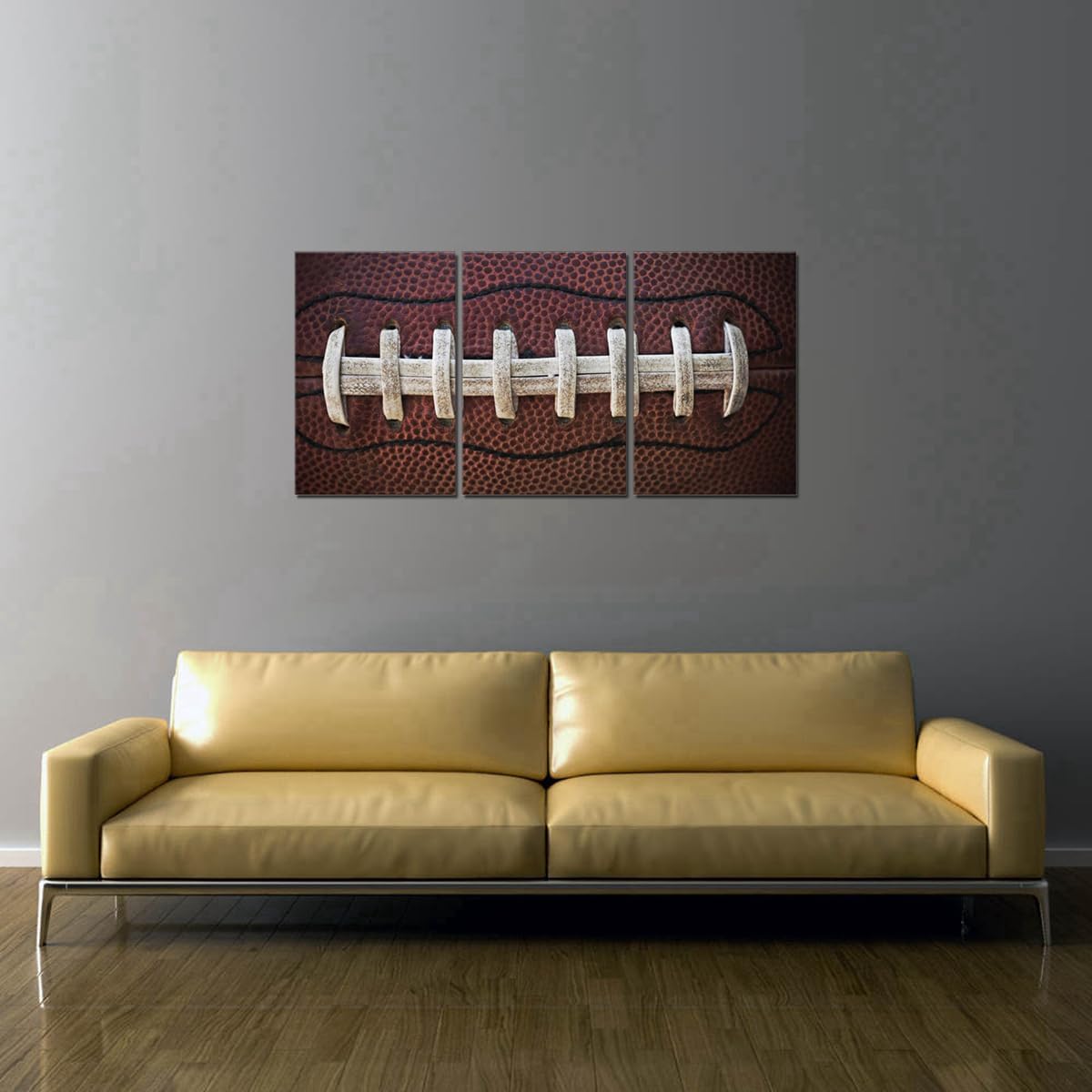 Rugby Canvas Wall Art Dorm Boy Bedroom Gym Decor Extra Large Artwork 3pcs Close up American Football Sport Theme for Nursery Kids Wall Décor Framed 16x24inch
