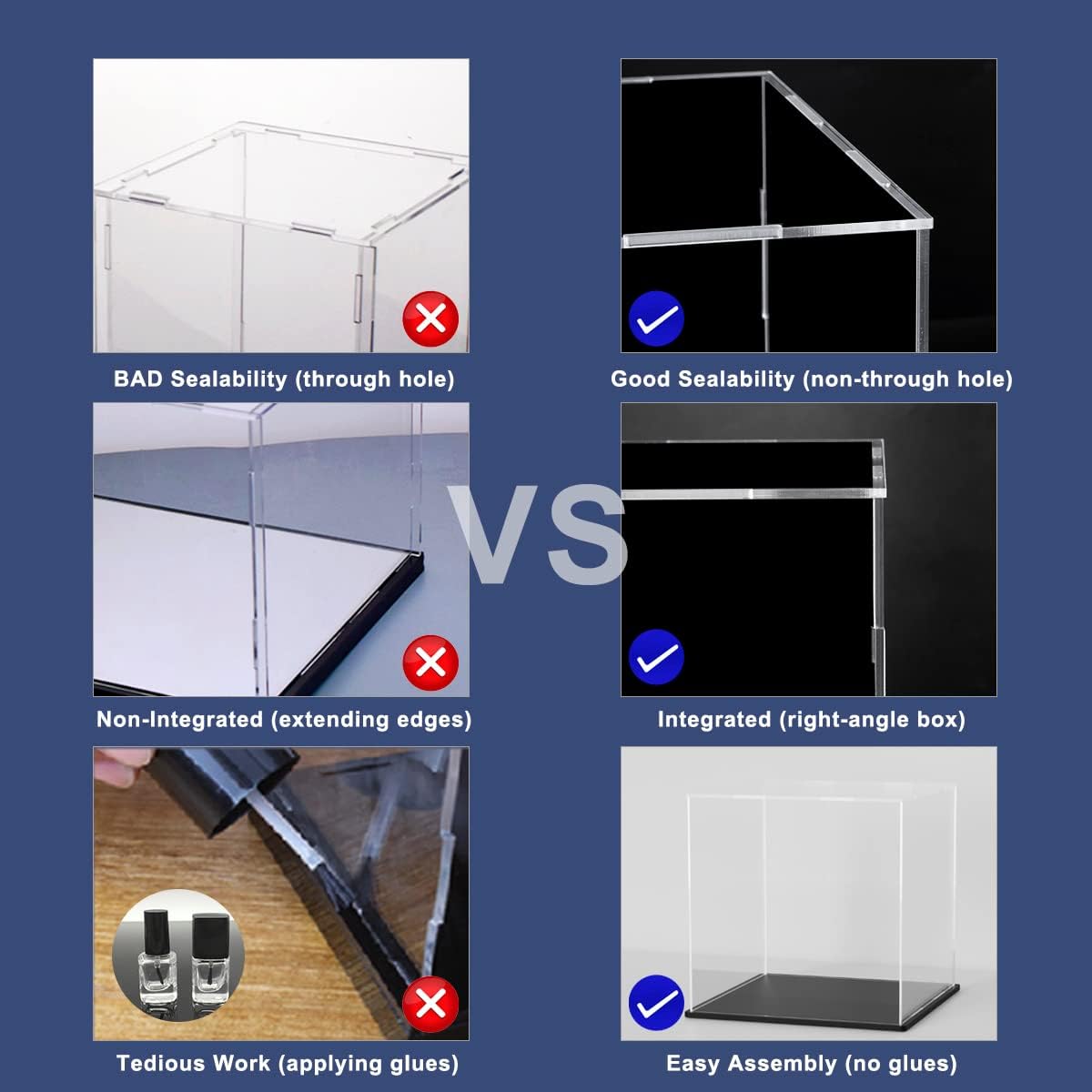 Acrylic Box with Matte Black Base, Simple Self-Assembly Clear Acrylic Display Case, 9 Inch Cube Dustproof Showcase with Lid for Collectibles, Toys and Jewelry (8x8x9.6 inch)