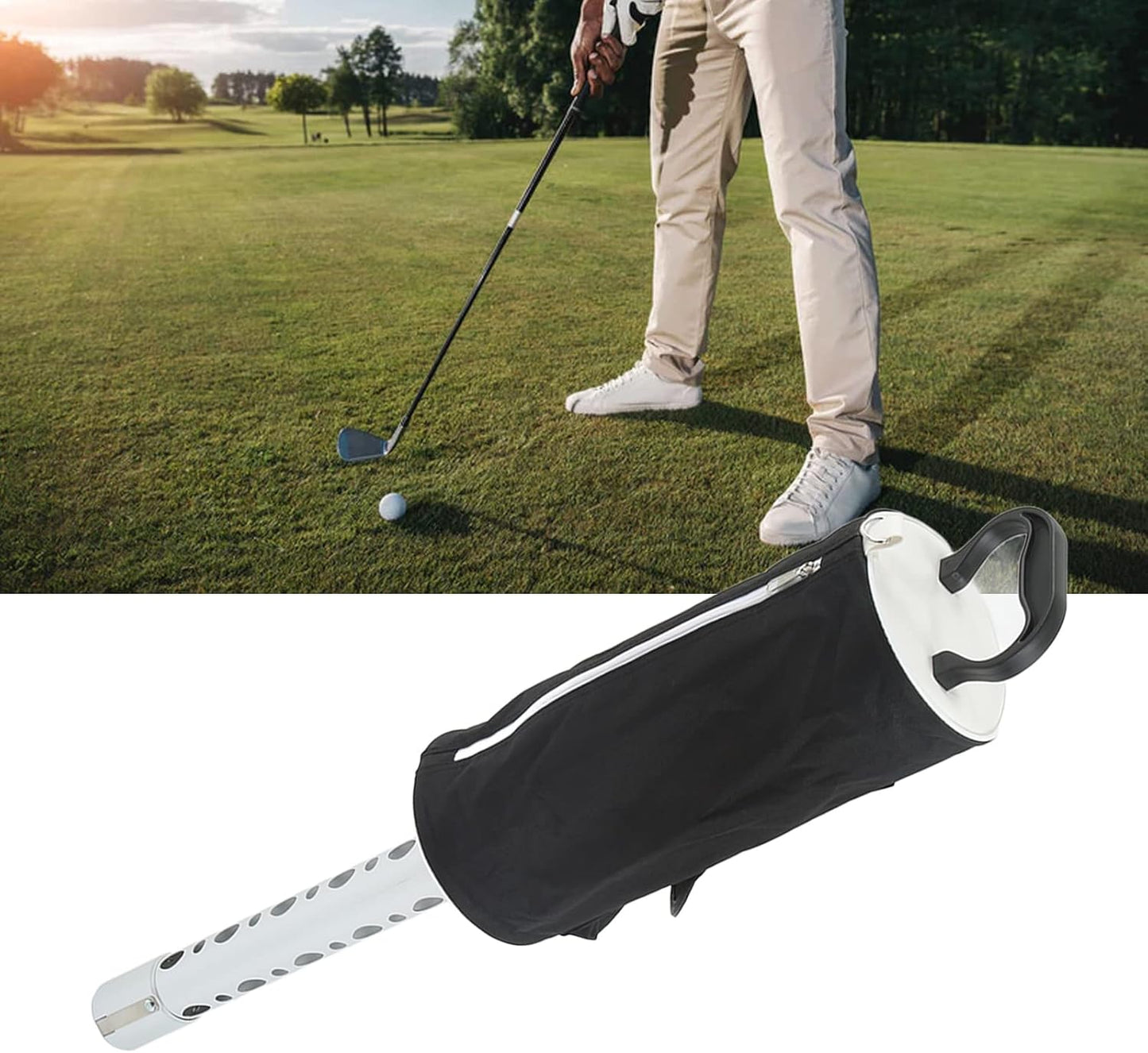 Golf Ball Retriever, Large Capacity Shag Bag with Aluminum Alloy Tube, Portable Golf Ball Shagger for Indoor Outdoor Course