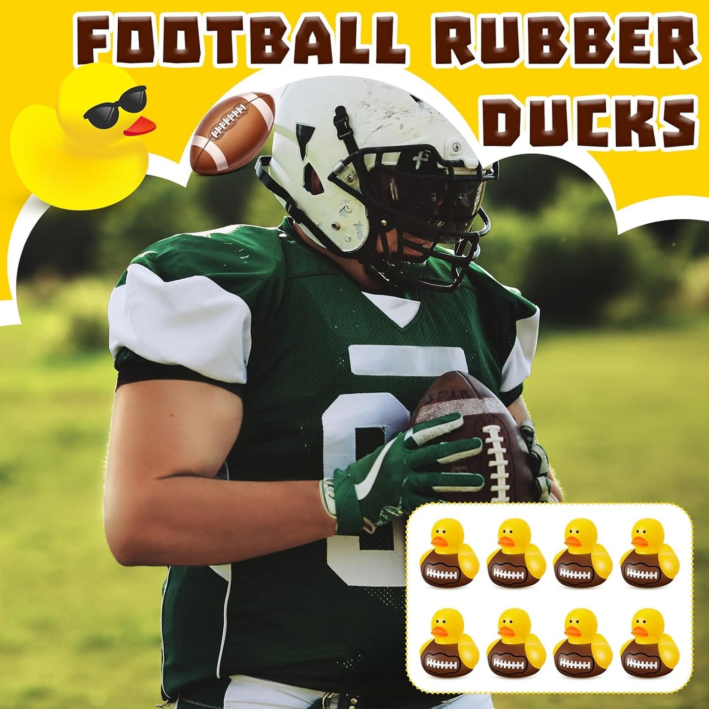 Deekin Rubber Duck 2 Inch Bulk Sport Party Favors for Team Events Game Day Decorations Birthday Party Decorations Club Player Gift(24 Pcs,Football)