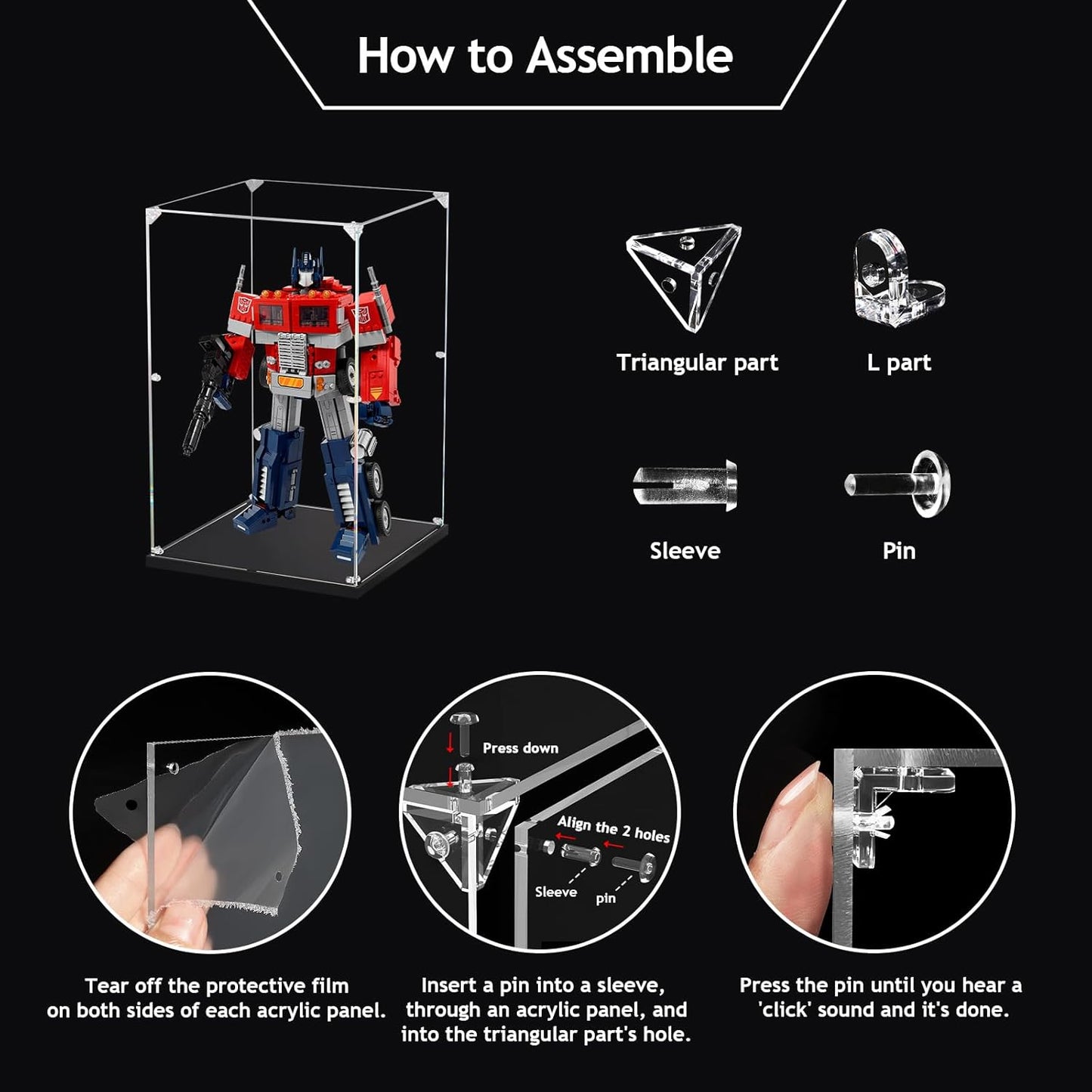 Clear Acrylic Display Case, Self-Assemble Showcase for Collectibles, Action Figures, Dolls, Toys - Alternative Glass Box for Commemorative Gifts (10x10x15.7inch, 25x25x40 cm)