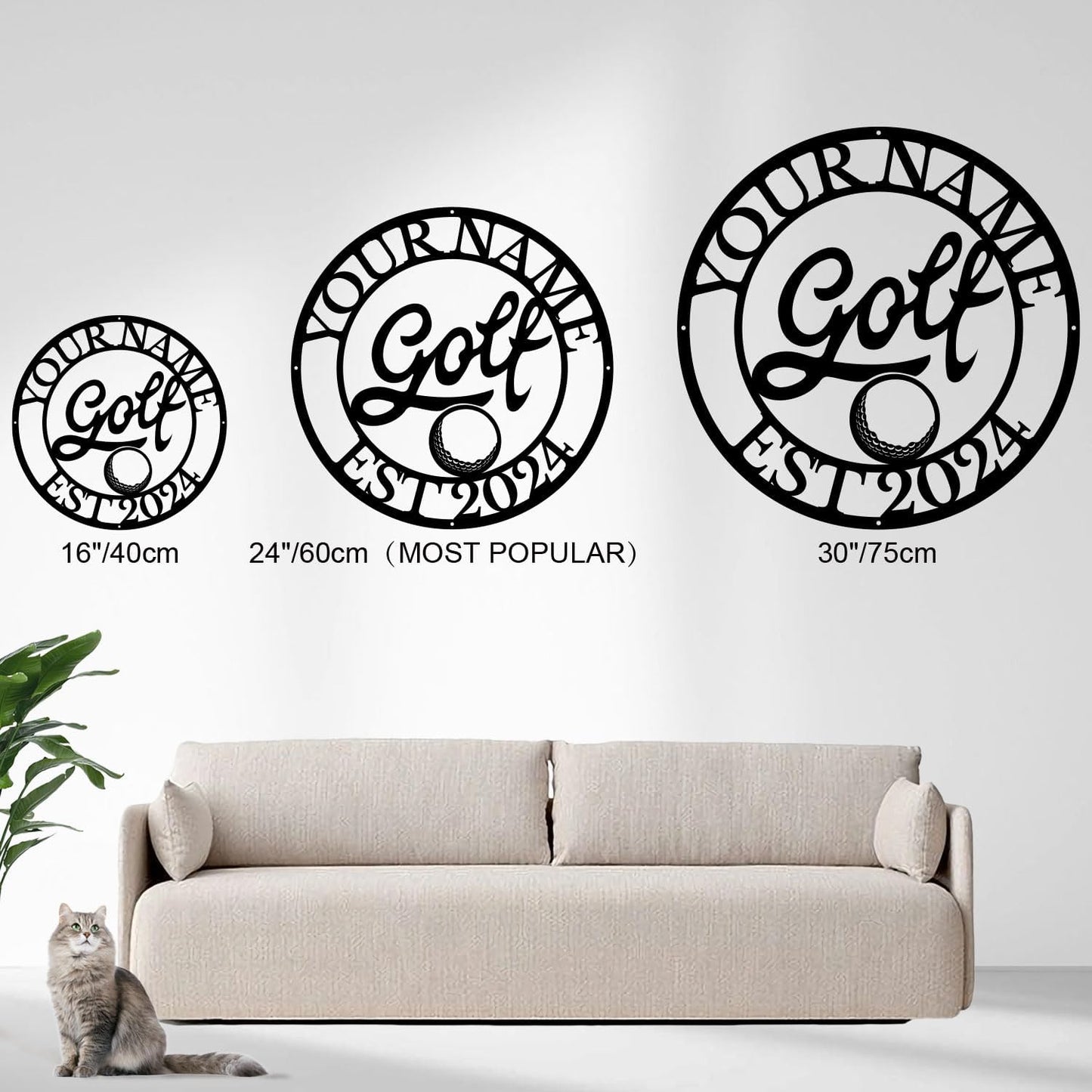 Golf Art Metal Signs,Custom Golf Metal Name Signs,Personalized Golf Signs,Black Golf Metal Wall Art Signs,Golfball Home Outdoor Metal Signs (Style J)