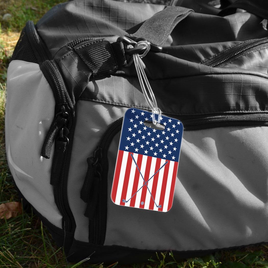 ChalkTalkSPORTS Golf Luggage & Bag Tag | USA Golfer | Custom Info on Back | Medium