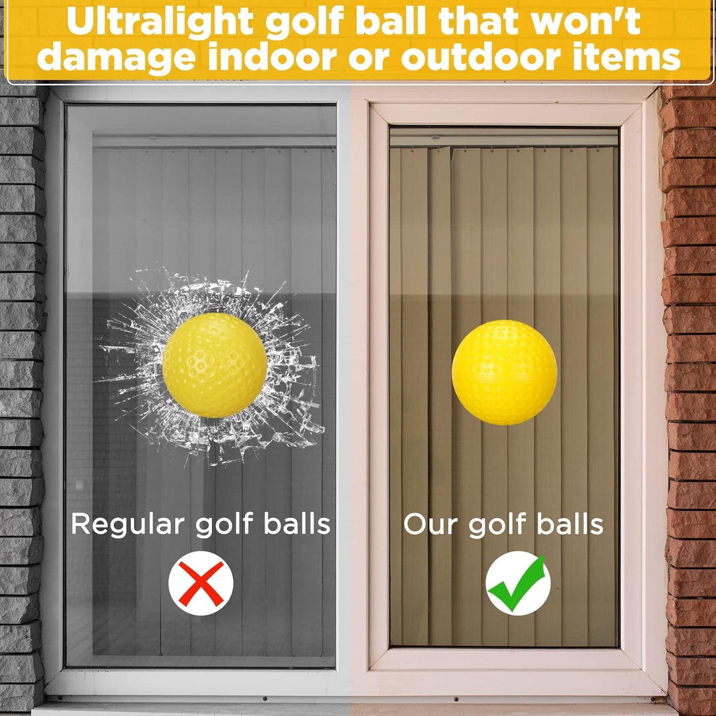 Yunsailing 120 Pcs Plastic Practice Golf Balls Bulk Hollow Training Golf Balls with 2 Pcs Mesh Drawstring Storage Bags for Indoor Outdoor Training and Practice