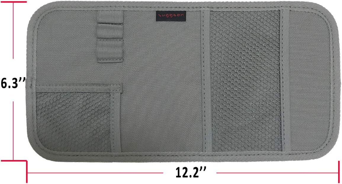 ZugGear Car Sun Visor Organizer, Auto Visor Holder Interior Accessories Pocket Organizer - Car Registration Holder Document Storage Pouch Pen holder - Grey