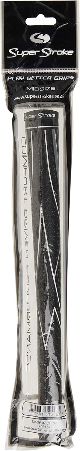SuperStroke Cross Comfort Golf Club Grip | Soft & Tacky Polyurethane That Boosts Traction | X-Style Surface & Non-Slip | Swing Faster & Square The Clubface More Naturally