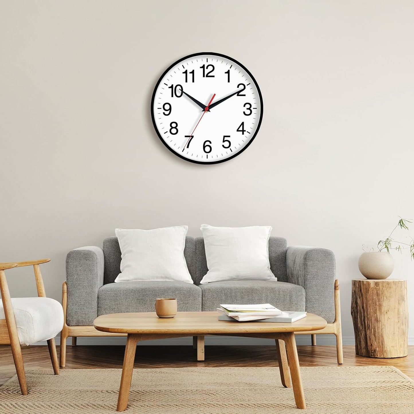 16 Inch Wall Clock Modern Battery Operated Silent Non Ticking Large Analog Clock for Living Room Office Home Bedroom Kitchen Bathroom(Black)