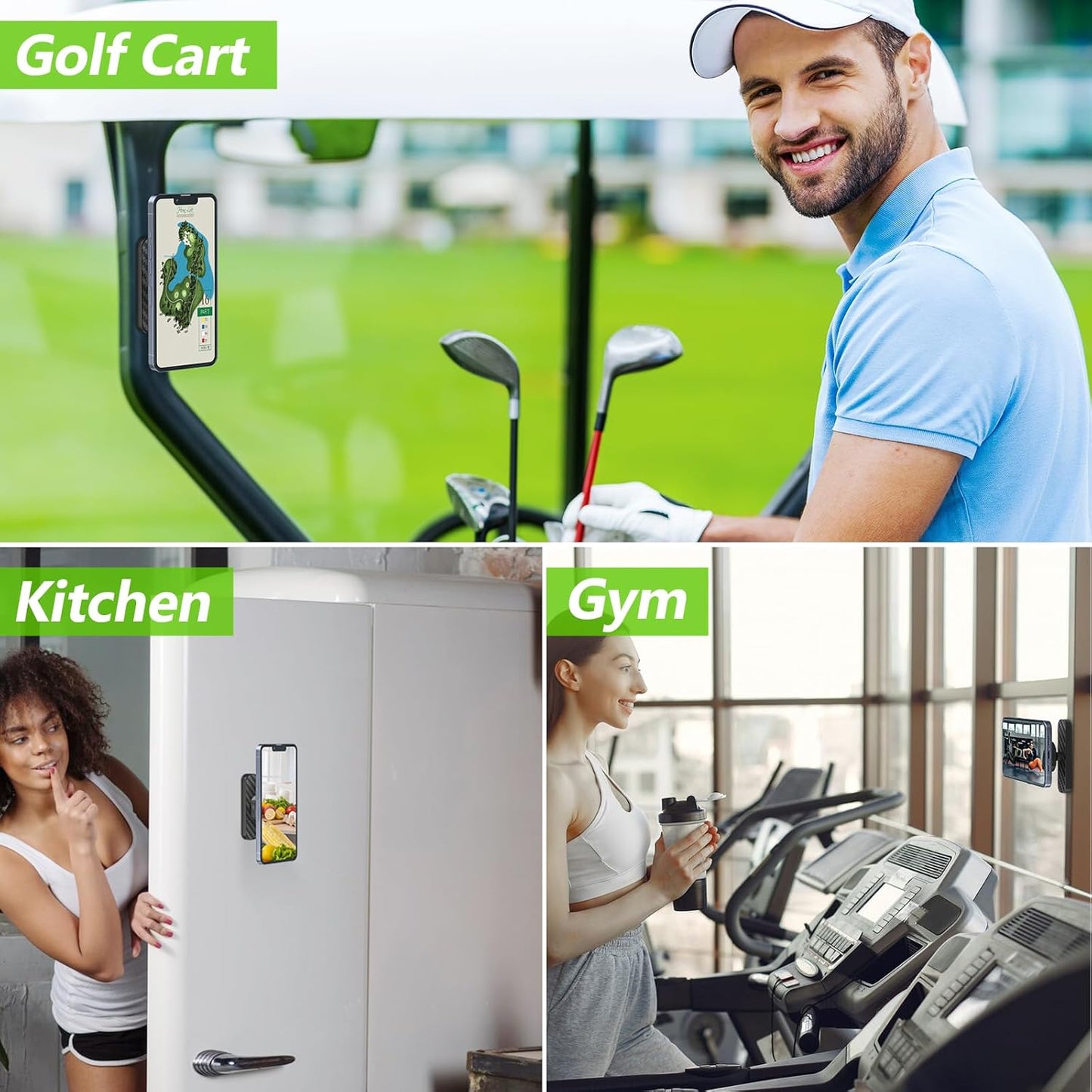Magnetic Golf Cart Phone Holder Compatible with MagSafe iPhone and Android Fits EZGO, Club Car, Yamaha, Icon, Golf Cart Accessories Gifts for Men Women Golfers
