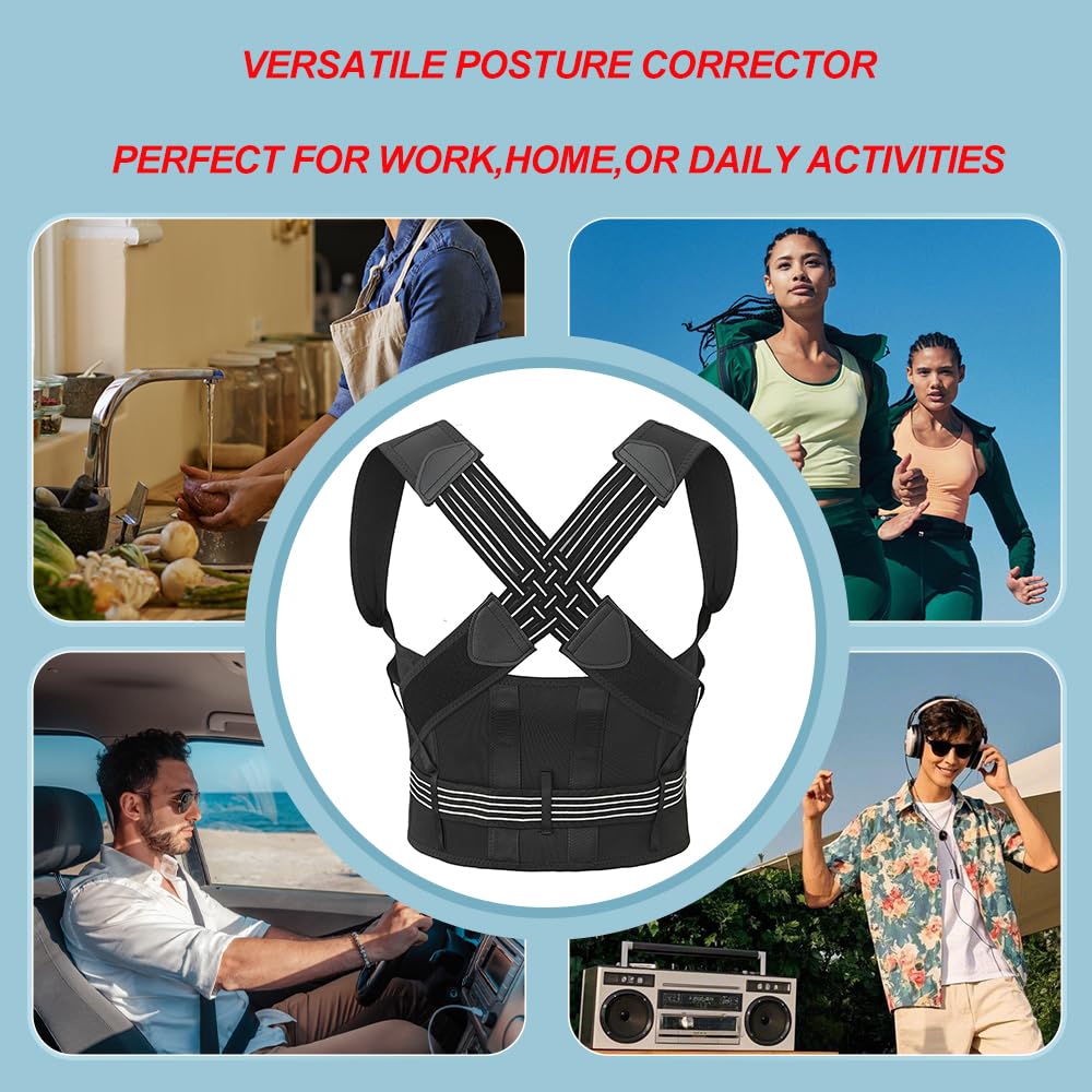 Back Brace Posture Corrector for Women and Men Upgraded Back Brace Adjustable Full Back Support, Shoulder Straightener, Neck, Upper and Lower Back Pain Relief- Scoliosis, Hunchback, Hump, Corrector